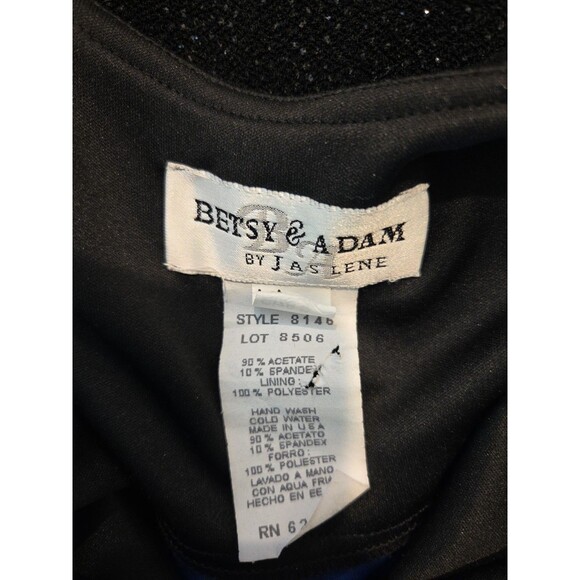 Betsy & Adam by Jaslene Vintage 1990's Black & Blue Stretch Glitter Maxi Dress - Picture 7 of 8